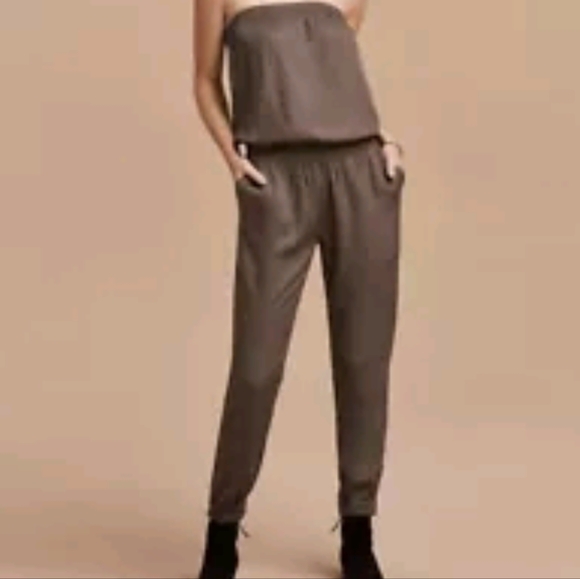 Aritzia Pants - Aritzia Talula taupe / olive strapless jumpsuit